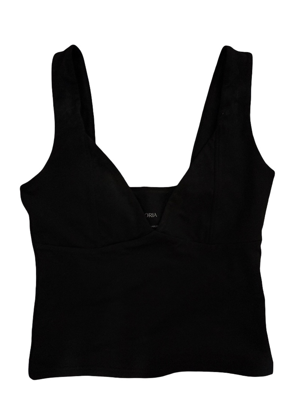 Reoria Black V-Neck Crop Tank
